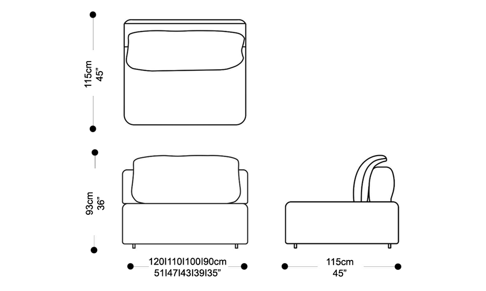 Image of the main dimensions of the product